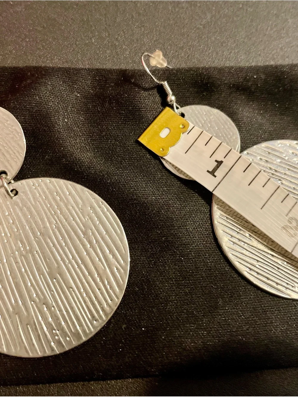 Silver-Metal Tone Textured Disc Drop Earrings - Women's Jewelry